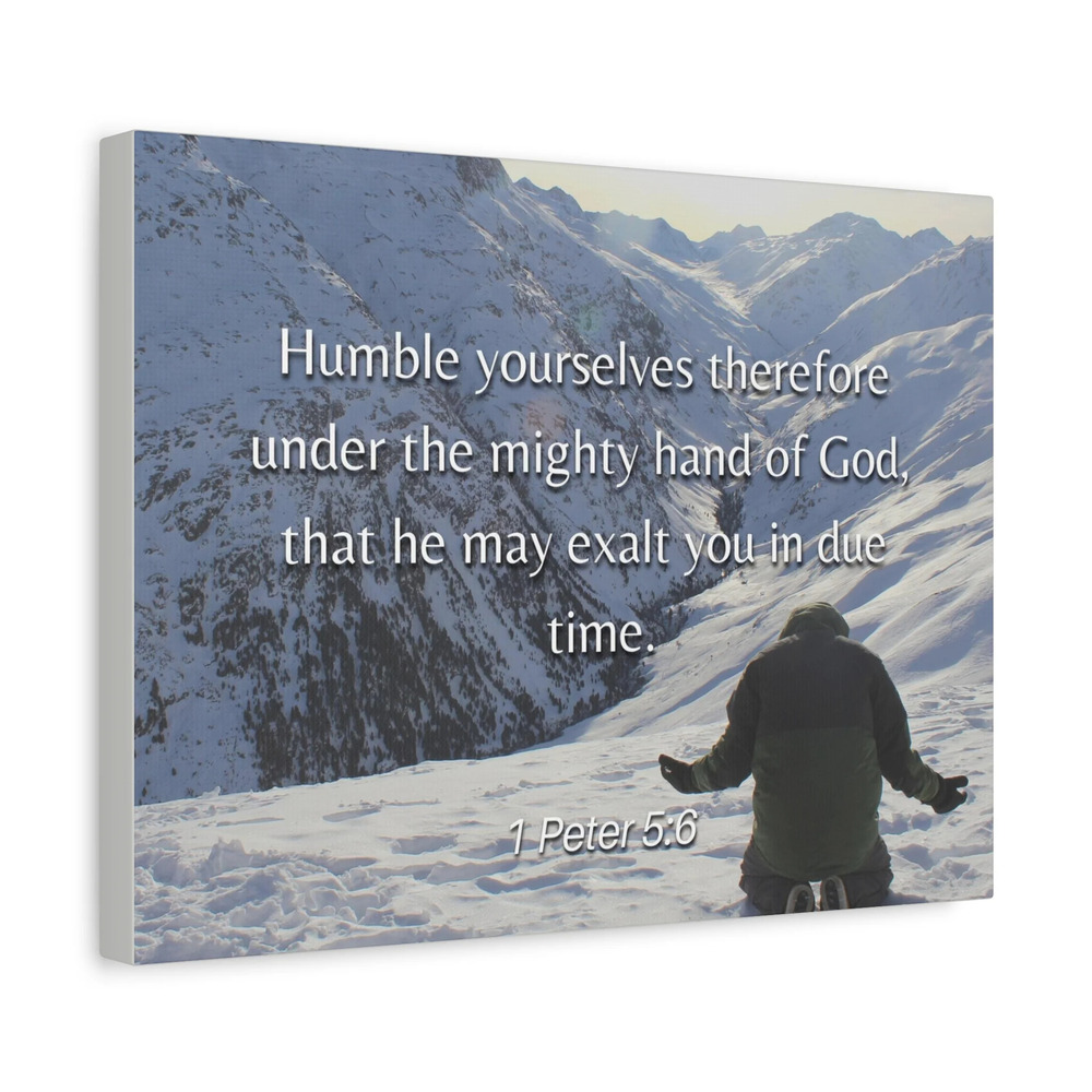 Scripture Canvas Humble Yourselves 1 Peter 5:6 Christian Wall Art Bible Verse